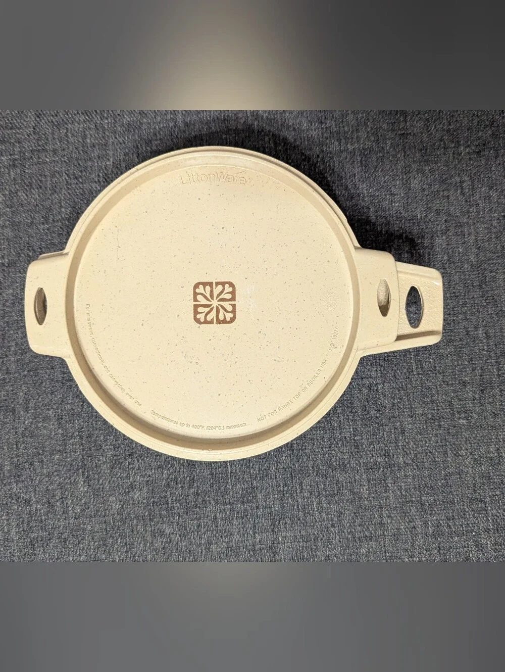 Vtg Round Littonware Microwave Cookware Bowl with Lid 39278 & 39277 Tan 2 Cup
